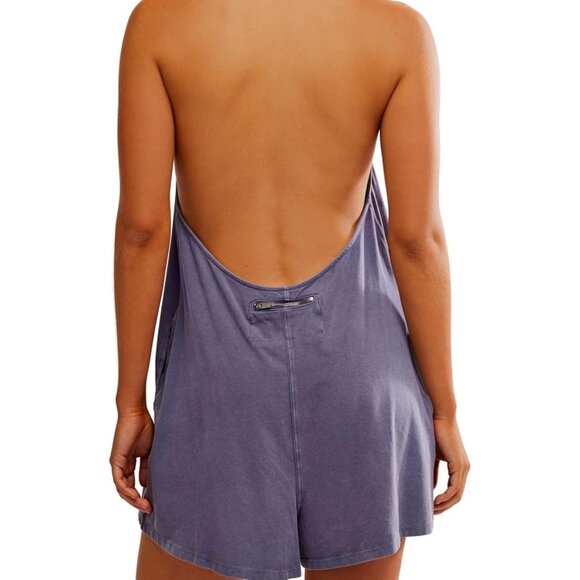 Free People womens Hot Shot Halter Romper Size Large - Picture 2 of 11